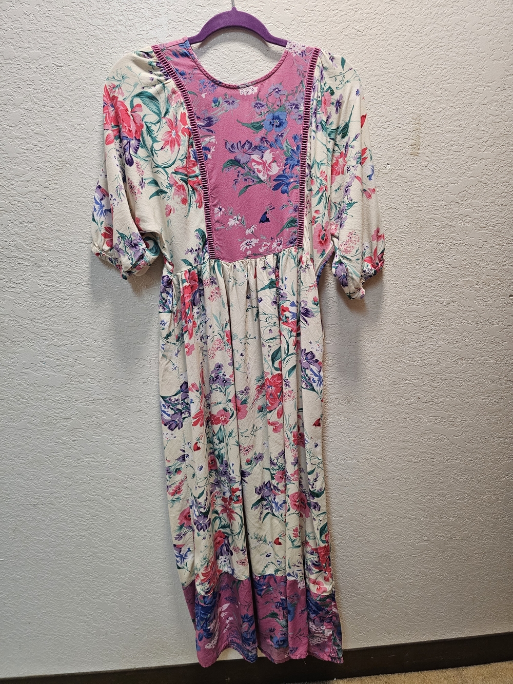 River Island Cream Maxi Dress with Pink Floral Panel